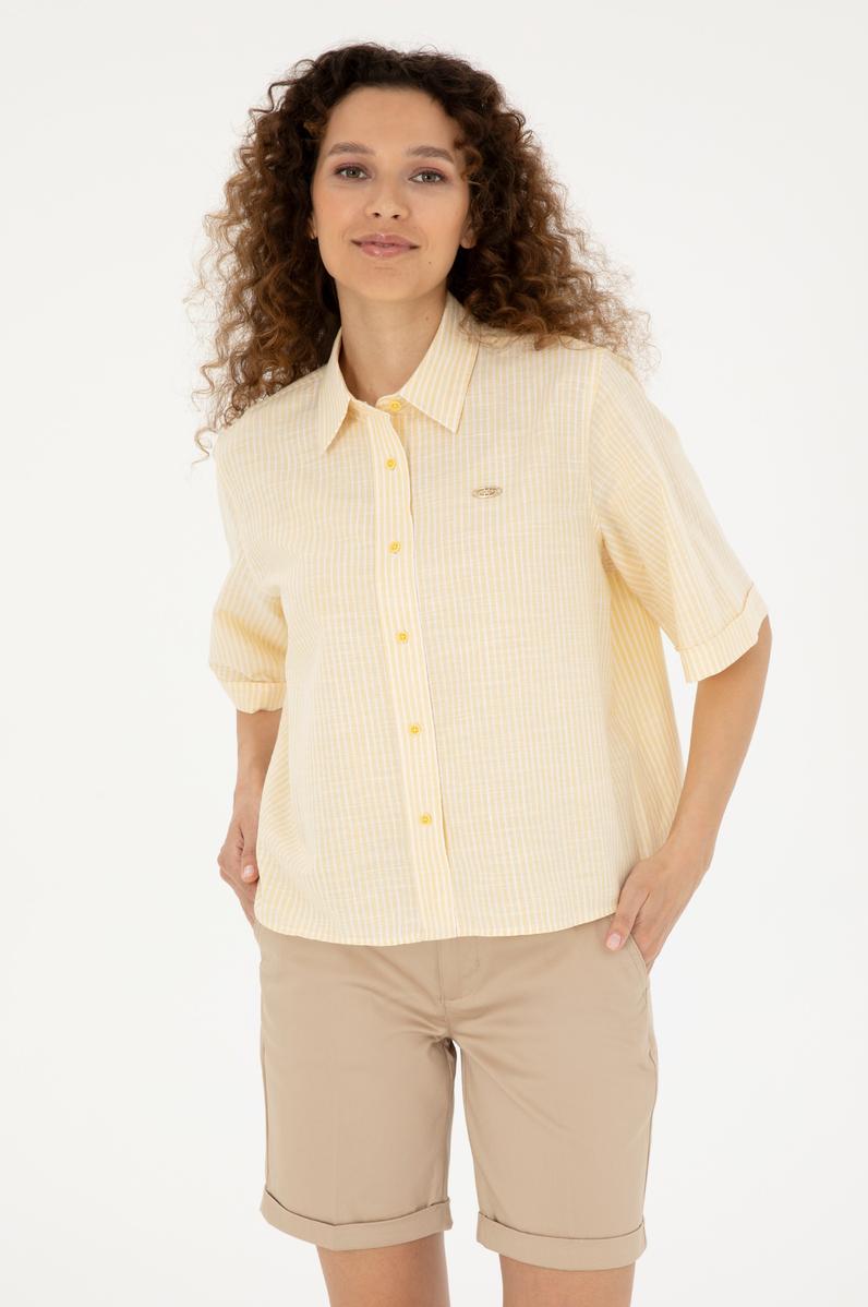 Kadın Sarı Uzun Kollu Gömlek