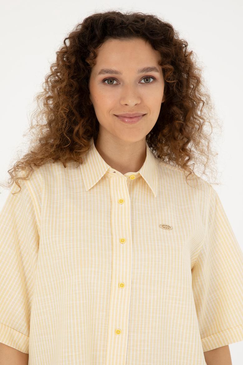 Kadın Sarı Uzun Kollu Gömlek - 50283649009