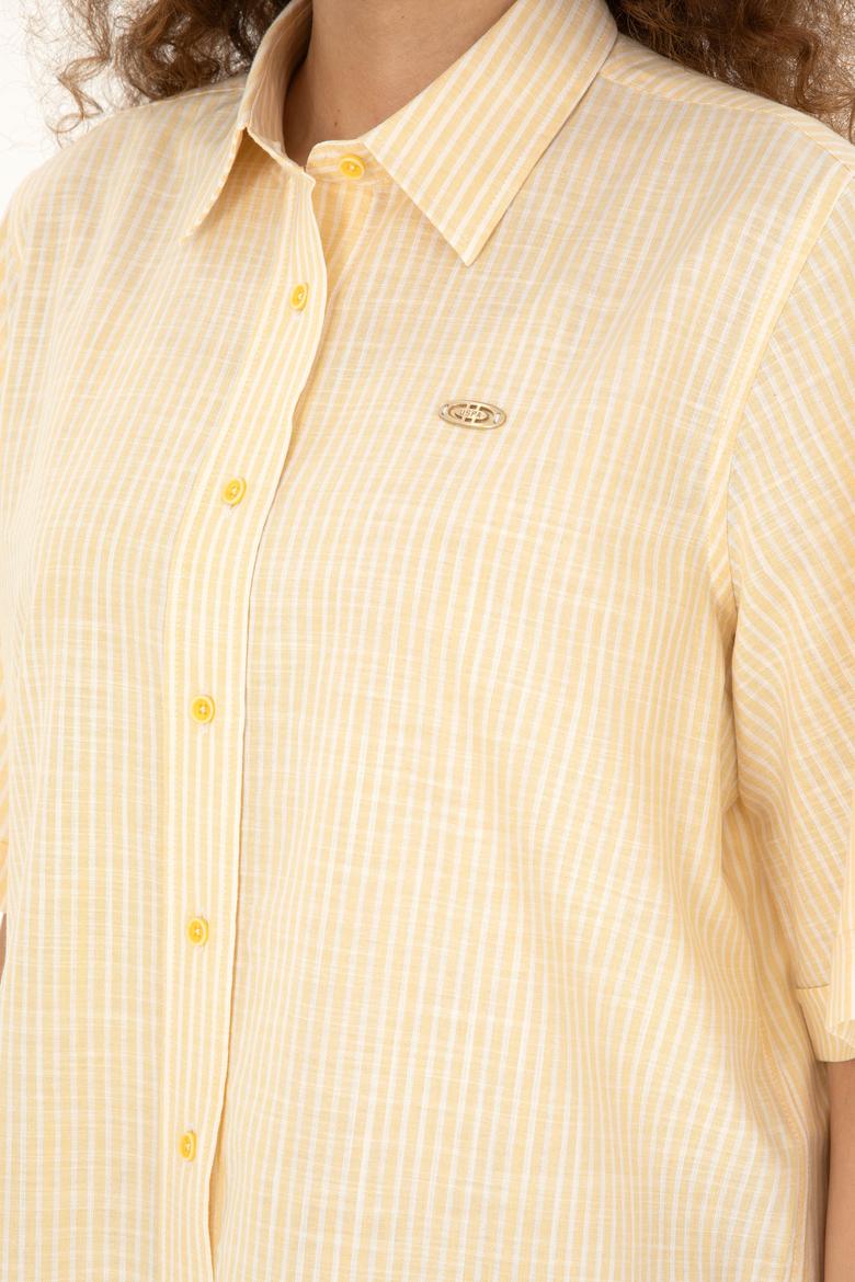 Kadın Sarı Uzun Kollu Gömlek - 50283649009