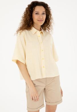 Kadın Sarı Uzun Kollu Gömlek - 50283649009