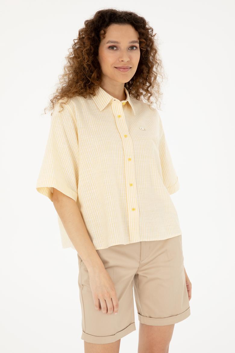 Kadın Sarı Uzun Kollu Gömlek - 50283649009