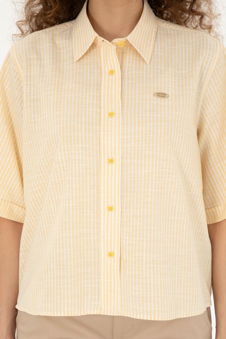 Kadın Sarı Uzun Kollu Gömlek - 50283649009