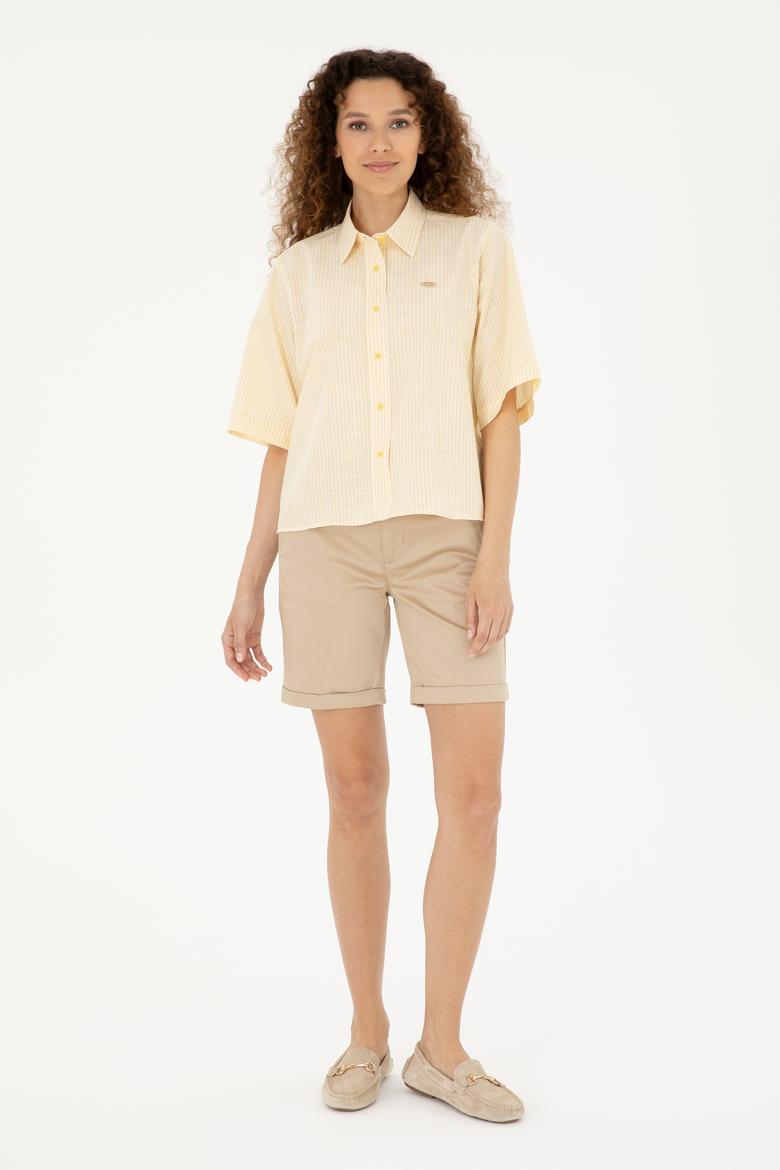 Kadın Sarı Uzun Kollu Gömlek - 50283649009