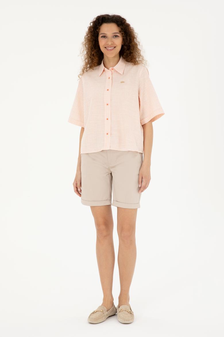 Kadın Somon Uzun Kollu Gömlek - 50283649017