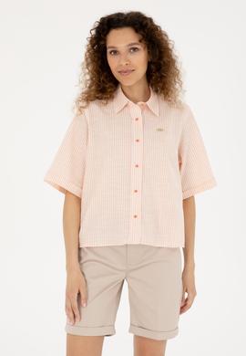 Kadın Somon Uzun Kollu Gömlek - 50283649017