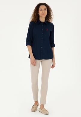 Kadın Lacivert Uzun Kollu Basic Gömlek - 50283989019