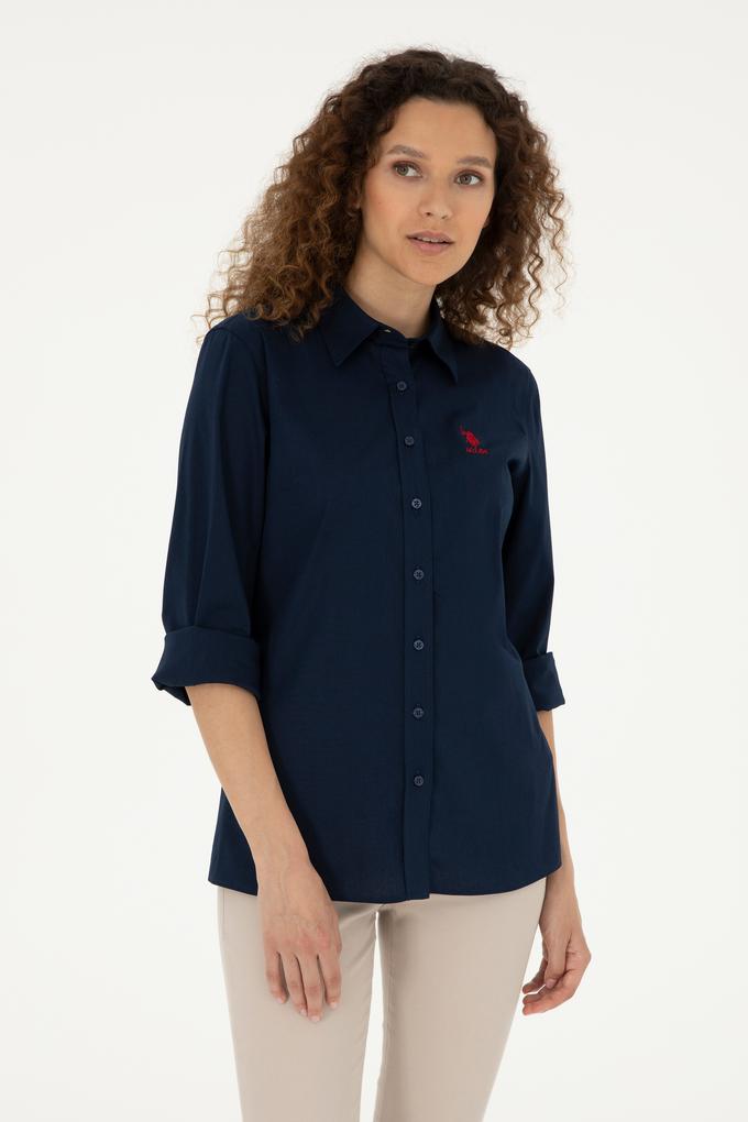 Kadın Lacivert Uzun Kollu Basic Gömlek