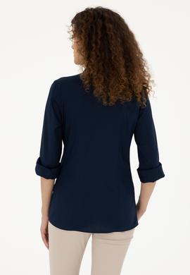 Kadın Lacivert Uzun Kollu Basic Gömlek - 50283989019