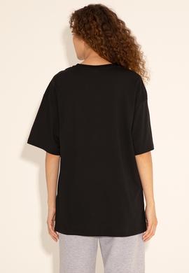 Erkek Comfort Fit Bisiklet Yaka Siyah Tişört - 50289221031