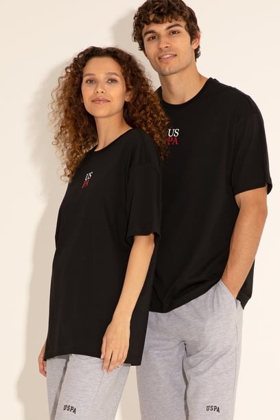 Erkek Comfort Fit Bisiklet Yaka Siyah Tişört