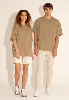 Erkek Comfort Fit Bisiklet Yaka Haki Tişört - 50282236090