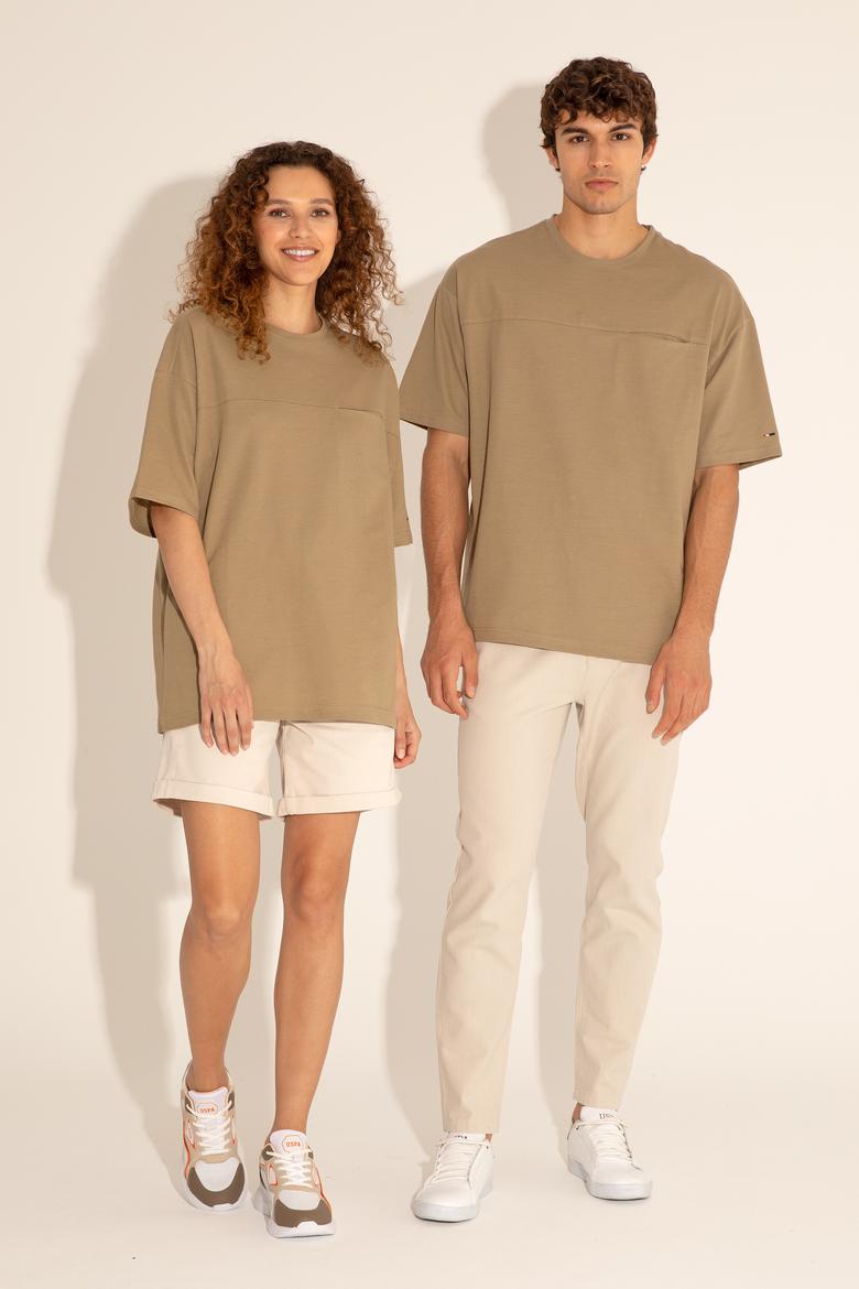 Erkek Comfort Fit Bisiklet Yaka Haki Tişört