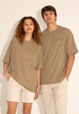 Erkek Comfort Fit Bisiklet Yaka Haki Tişört - 50282236090