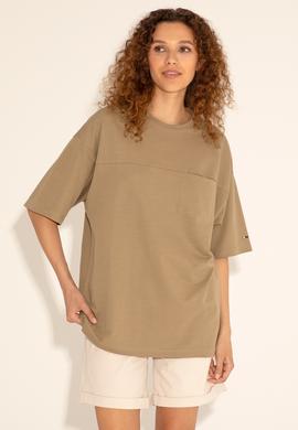 Erkek Comfort Fit Bisiklet Yaka Haki Tişört - 50282236090