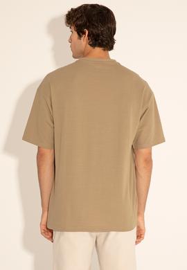 Erkek Comfort Fit Bisiklet Yaka Haki Tişört - 50282236090