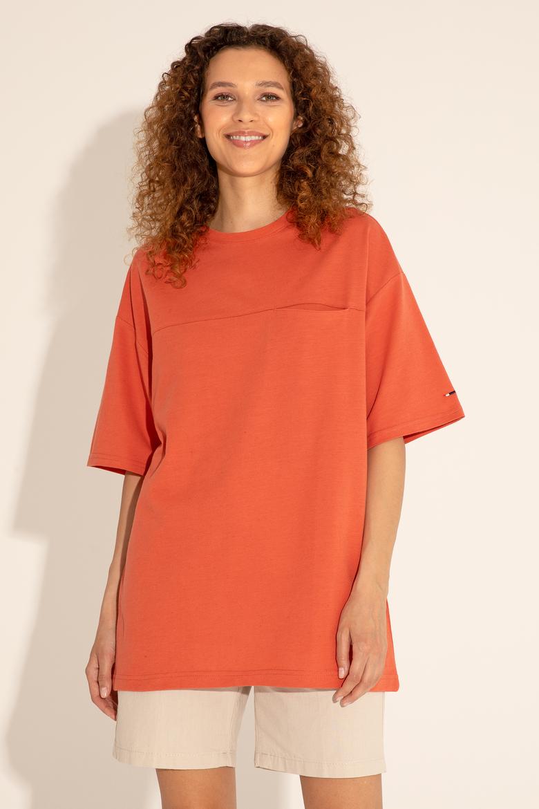 Erkek Comfort Fit Bisiklet Yaka Pudra Tişört - 50282236091