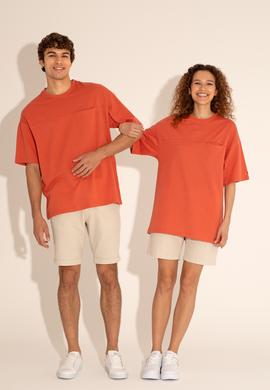 Erkek Comfort Fit Bisiklet Yaka Pudra Tişört - 50282236091