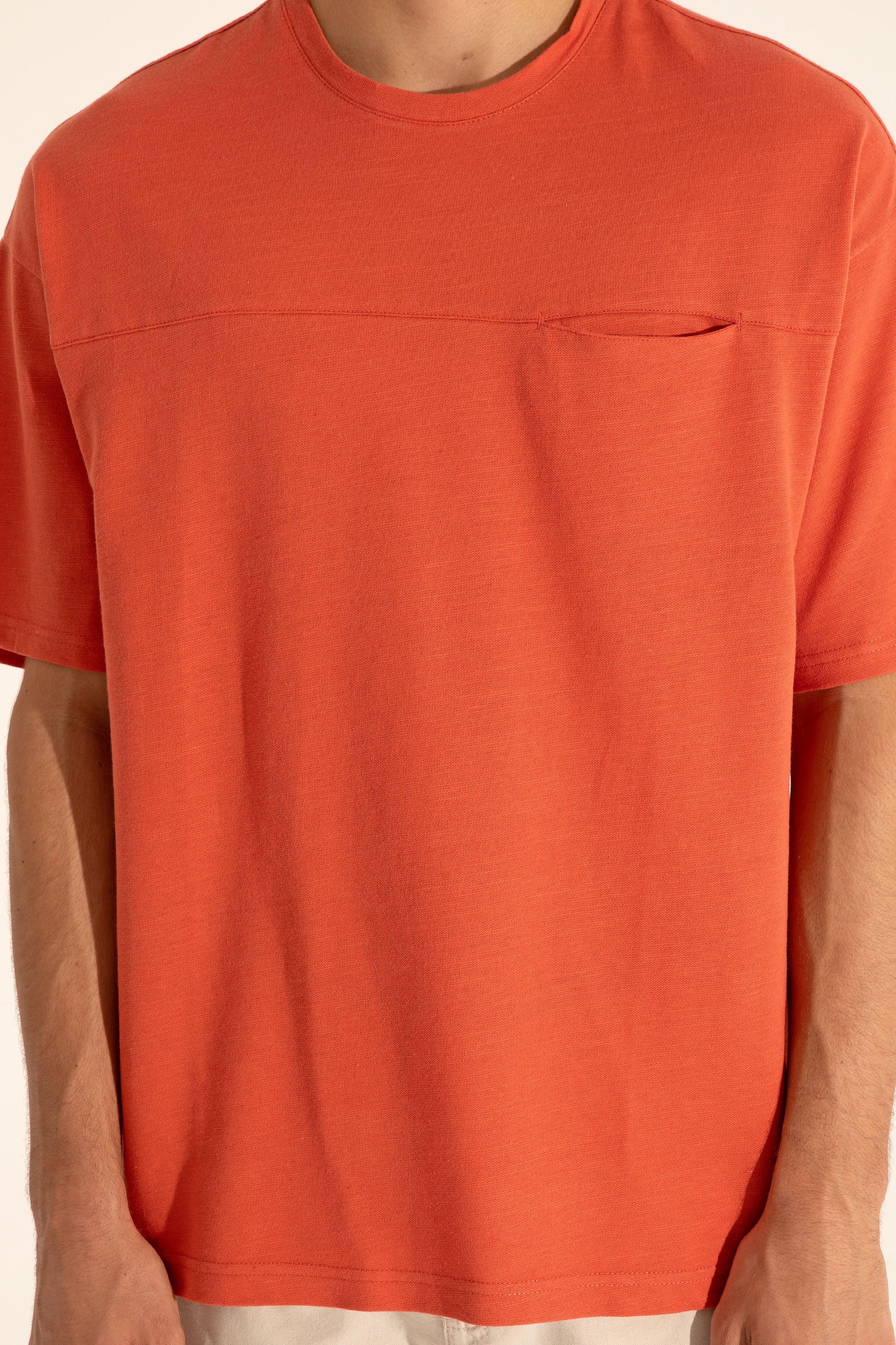 Erkek Comfort Fit Bisiklet Yaka Pudra Tişört - Image 7