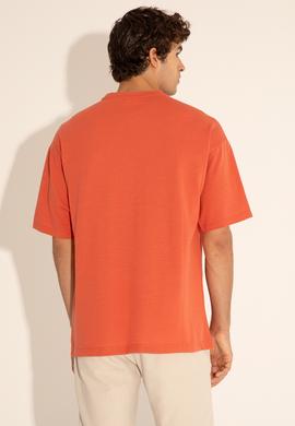 Erkek Comfort Fit Bisiklet Yaka Pudra Tişört - 50282236091