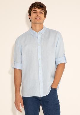 Açık Mavi Unisex Keten Gömlek - 50284324005