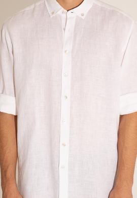 Beyaz Unisex Keten Gömlek - 50284324017