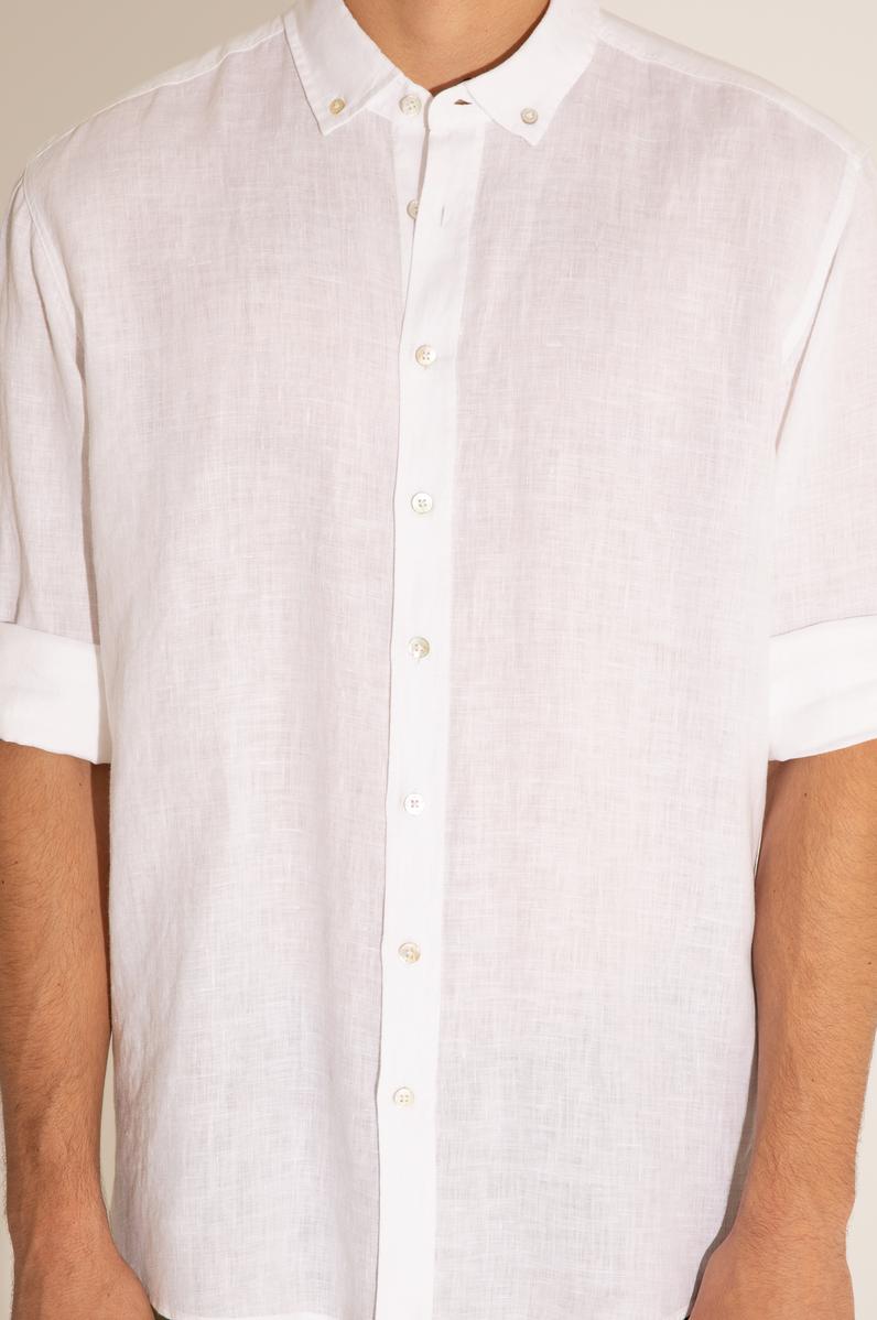 Beyaz Unisex Keten Gömlek