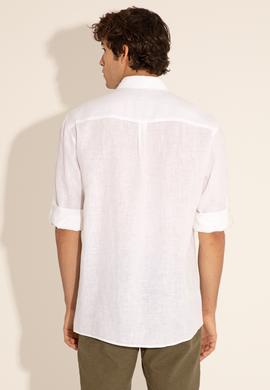 Beyaz Unisex Keten Gömlek - 50284324017