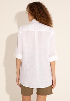 Beyaz Unisex Keten Gömlek - 50284324017