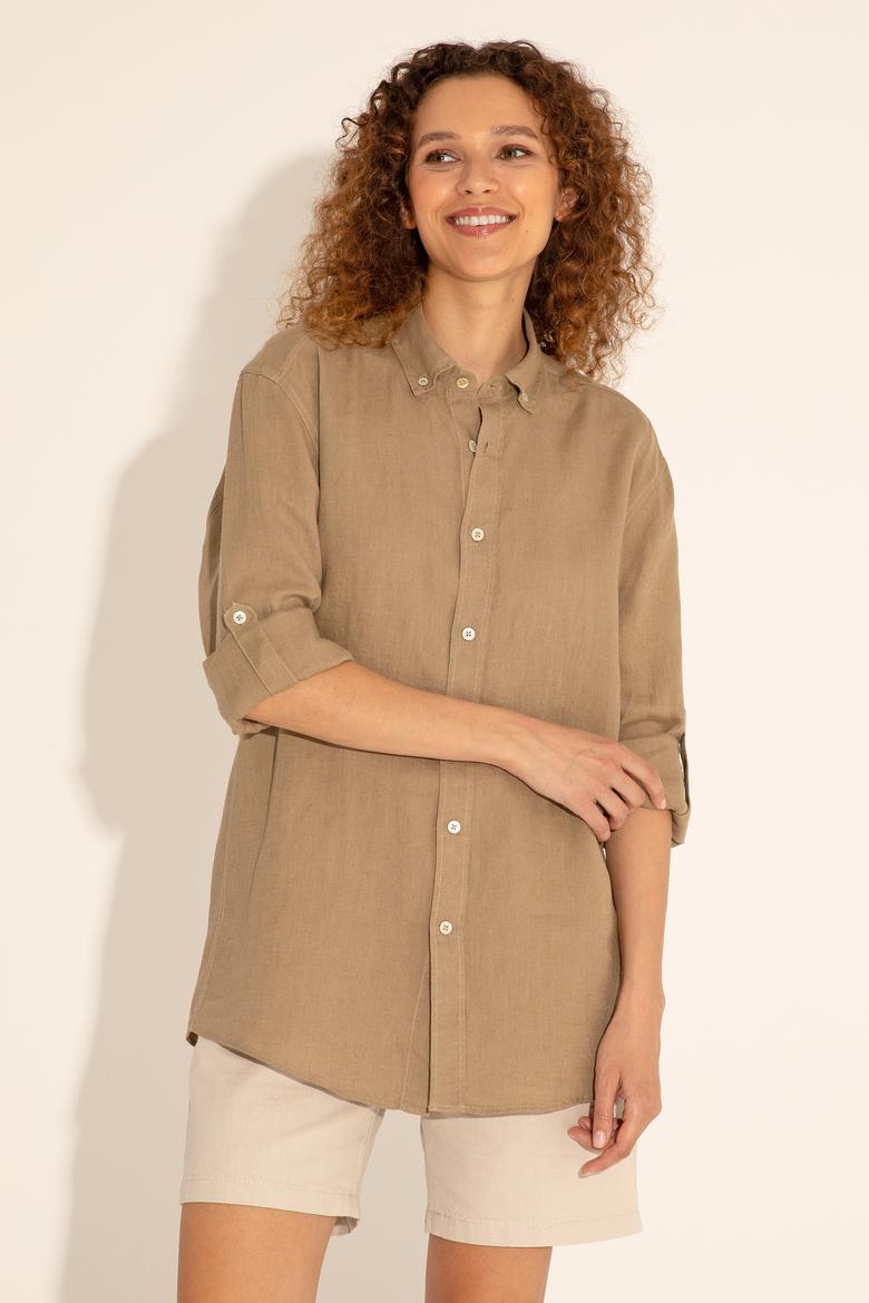 Haki Unisex Keten Gömlek - 50284324062