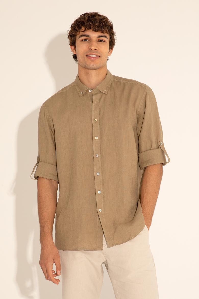 Haki Unisex Keten Gömlek - 50284324062