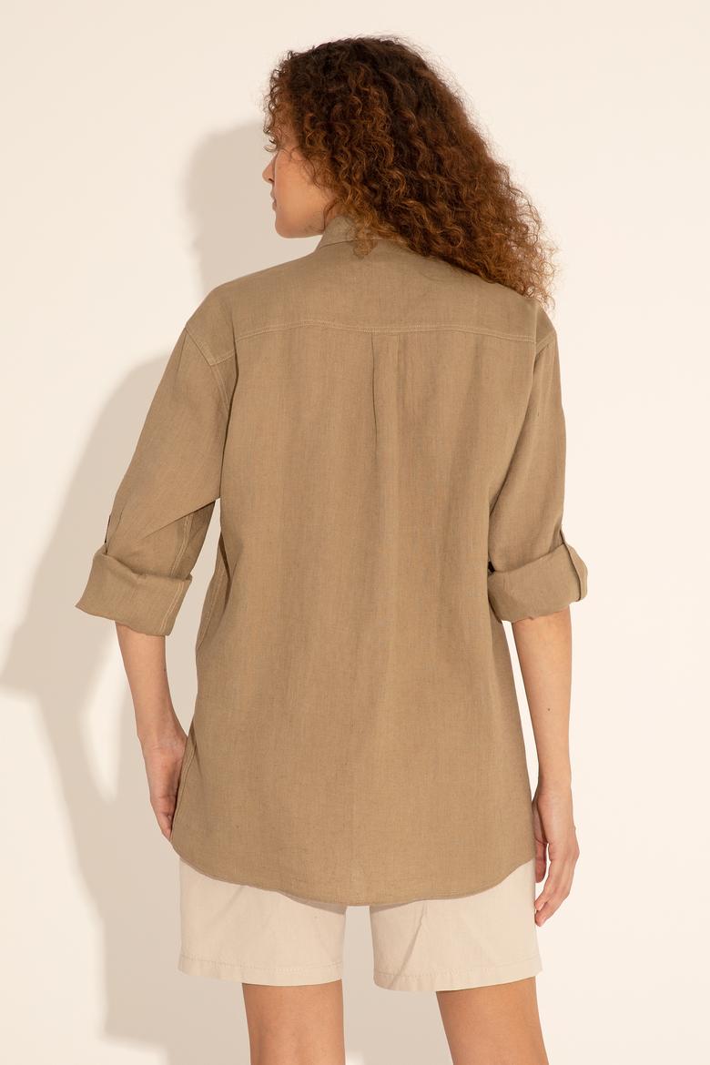 Haki Unisex Keten Gömlek - 50284324062