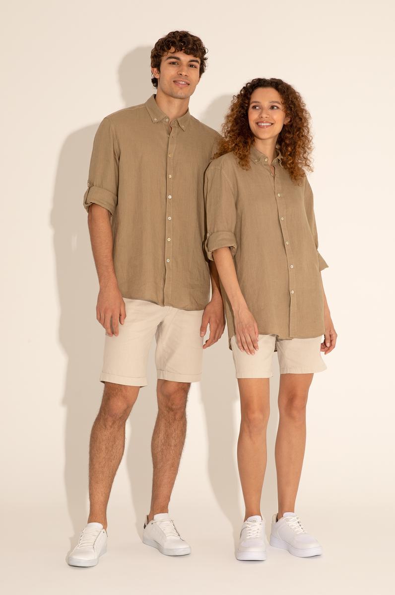 Haki Unisex Keten Gömlek