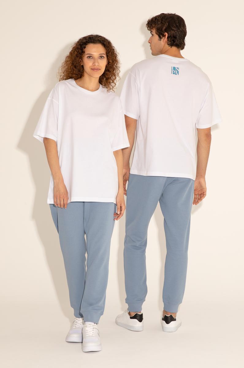 Erkek Comfort Fit Bisiklet Yaka Beyaz Tişört