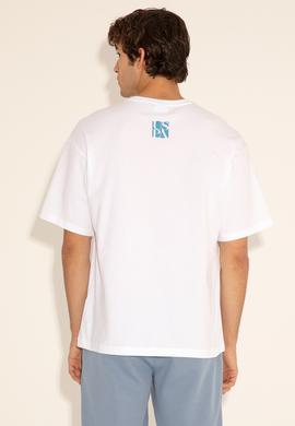 Erkek Comfort Fit Bisiklet Yaka Beyaz Tişört - 50287046001