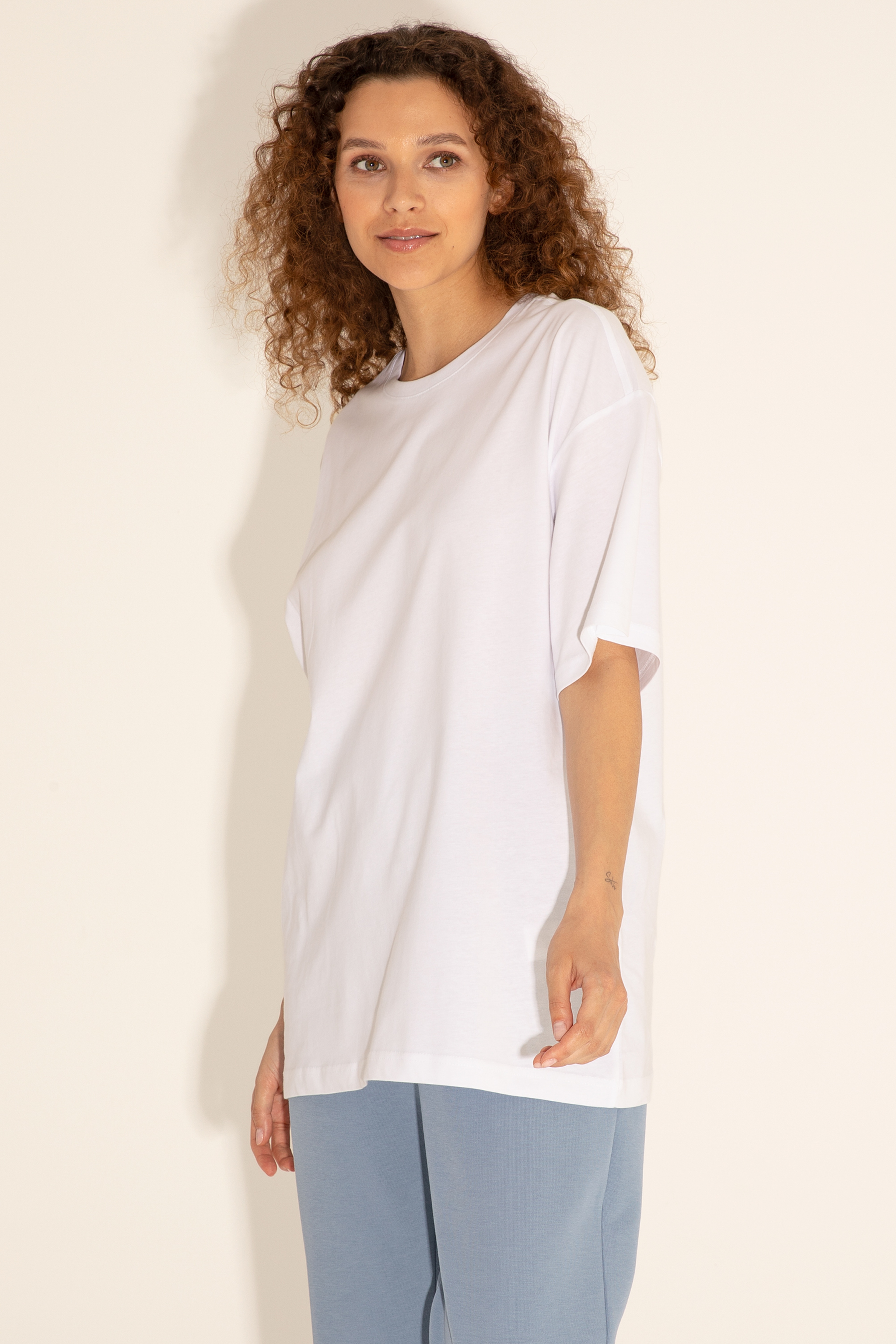 Erkek Comfort Fit Bisiklet Yaka Beyaz Tişört