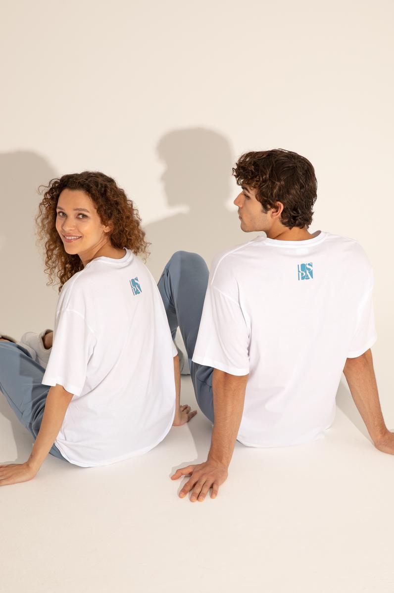 Erkek Comfort Fit Bisiklet Yaka Beyaz Tişört