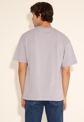 Erkek Comfort Fit Bisiklet Yaka Gri Tişört - 50289221046