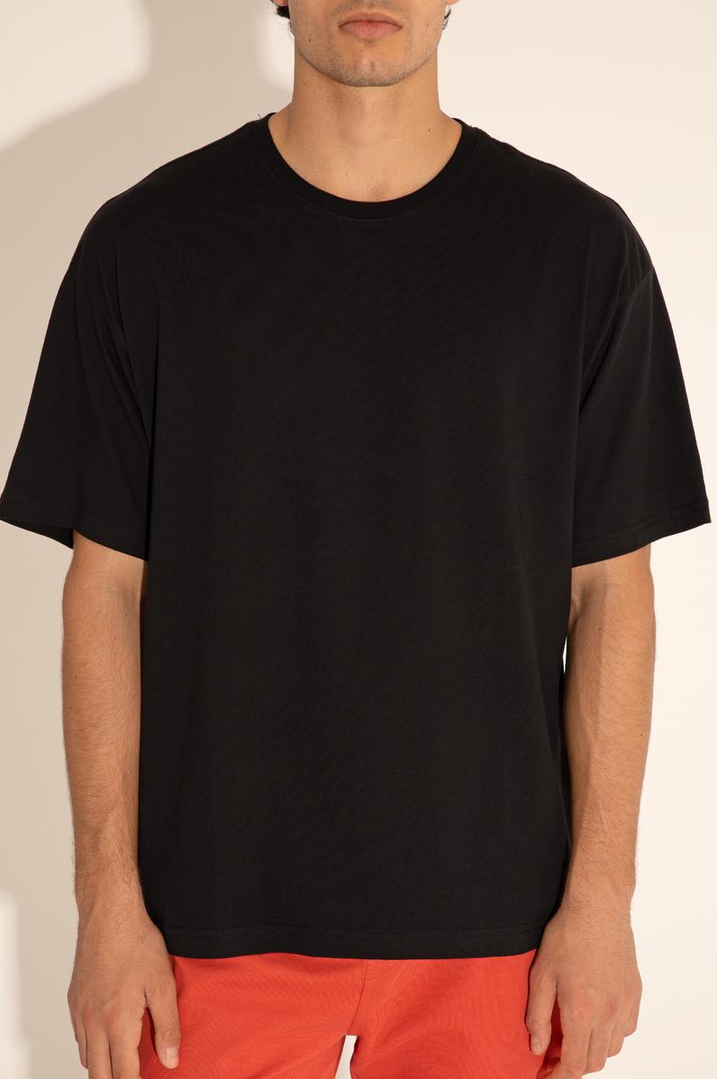 Erkek Comfort Fit Bisiklet Yaka Siyah Tişört