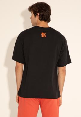 Erkek Comfort Fit Bisiklet Yaka Siyah Tişört - 50287046029