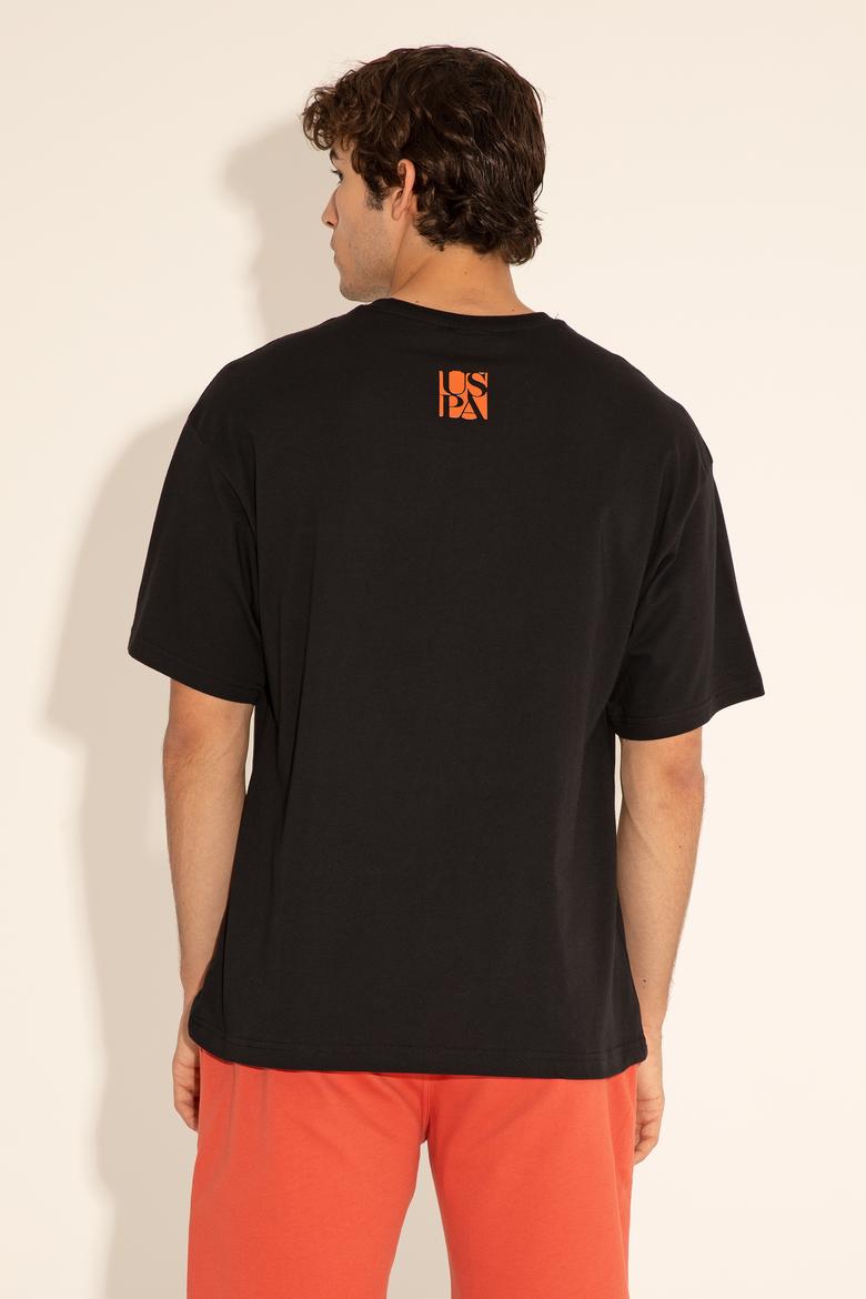 Erkek Comfort Fit Bisiklet Yaka Siyah Tişört - 50287046029