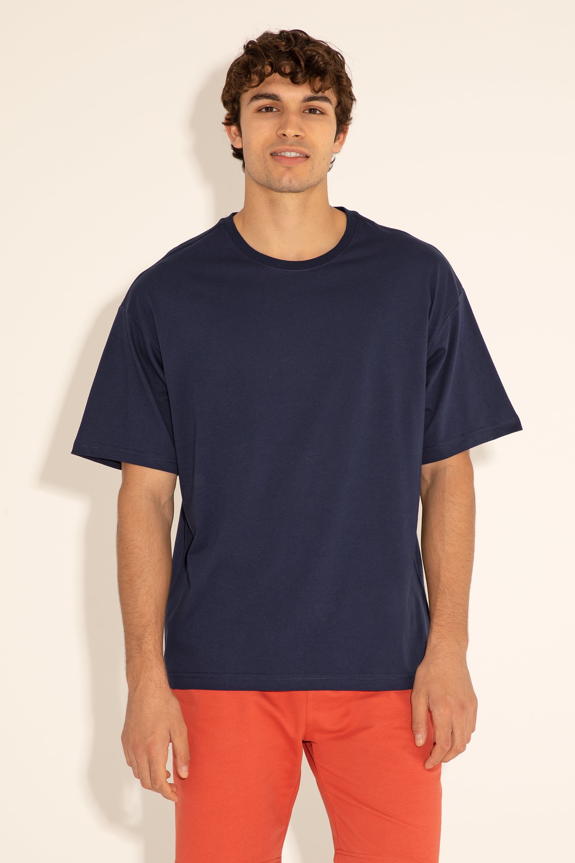 Erkek Comfort Fit Bisiklet Yaka Lacivert Tişört - Image 5