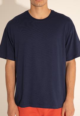 Erkek Comfort Fit Bisiklet Yaka Lacivert Tişört - 50287046011