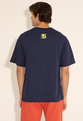 Erkek Comfort Fit Bisiklet Yaka Lacivert Tişört - 50287046011