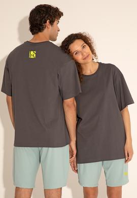 Erkek Comfort Fit Bisiklet Yaka Antrasit Tişört - 50287046039