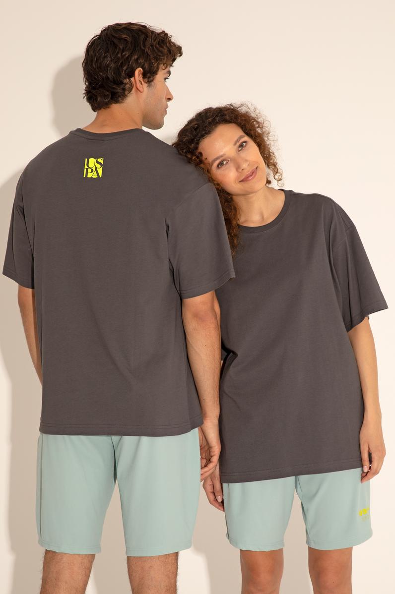 Erkek Comfort Fit Bisiklet Yaka Antrasit Tişört