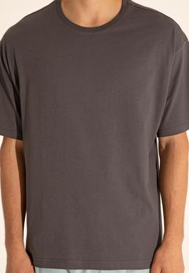 Erkek Comfort Fit Bisiklet Yaka Antrasit Tişört - 50287046039