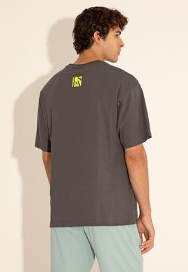 Erkek Comfort Fit Bisiklet Yaka Antrasit Tişört - 50287046039