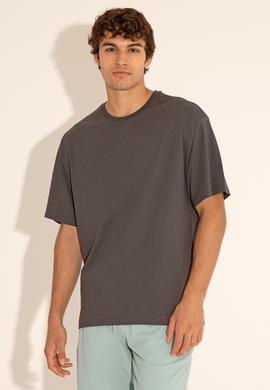 Erkek Comfort Fit Bisiklet Yaka Antrasit Tişört - 50287046039