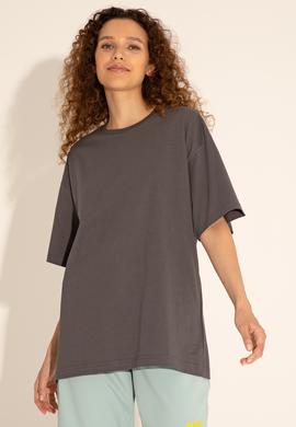 Erkek Comfort Fit Bisiklet Yaka Antrasit Tişört - 50287046039