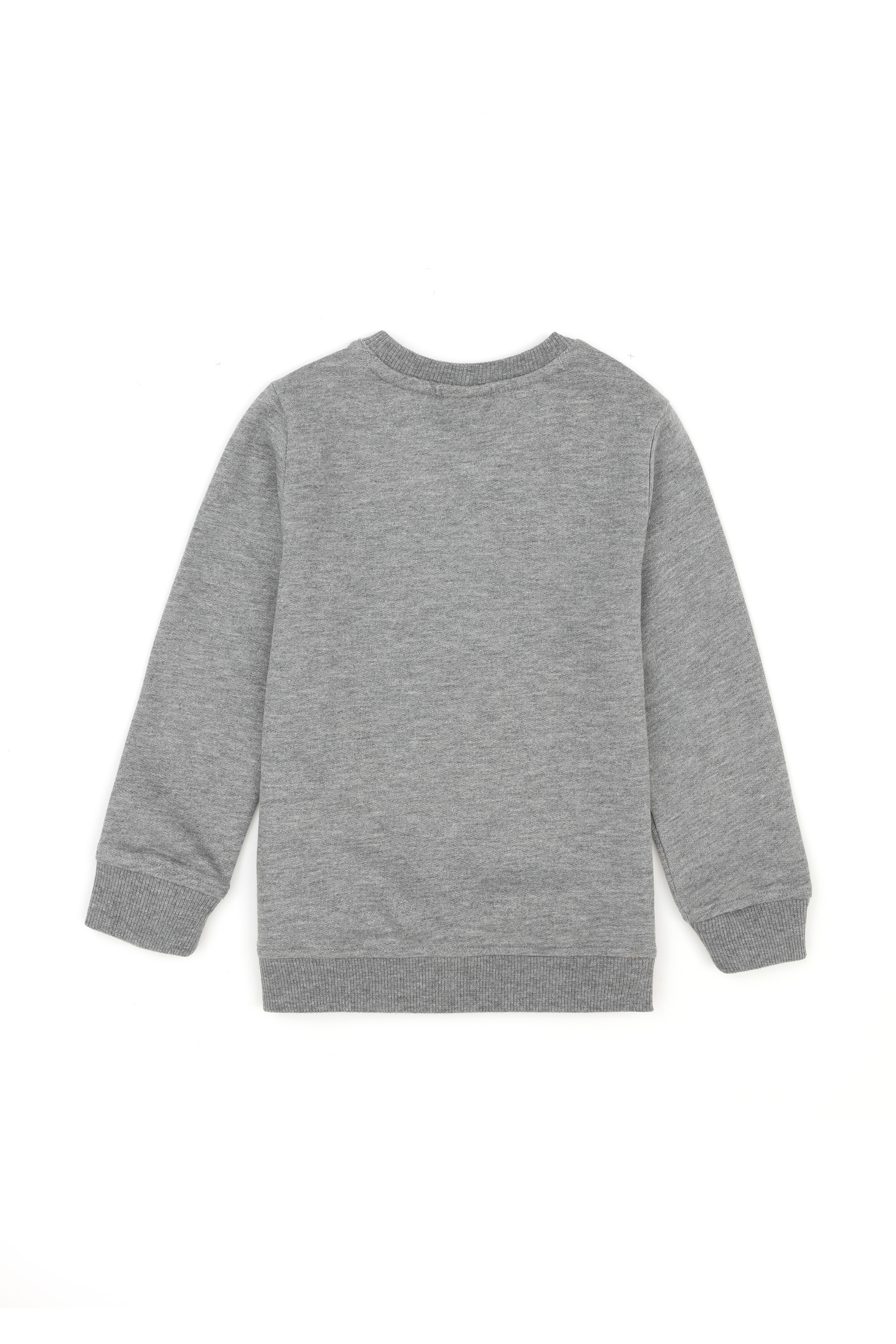 Erkek Çocuk Gri Melanj Basic Bisiklet Yaka Sweatshirt